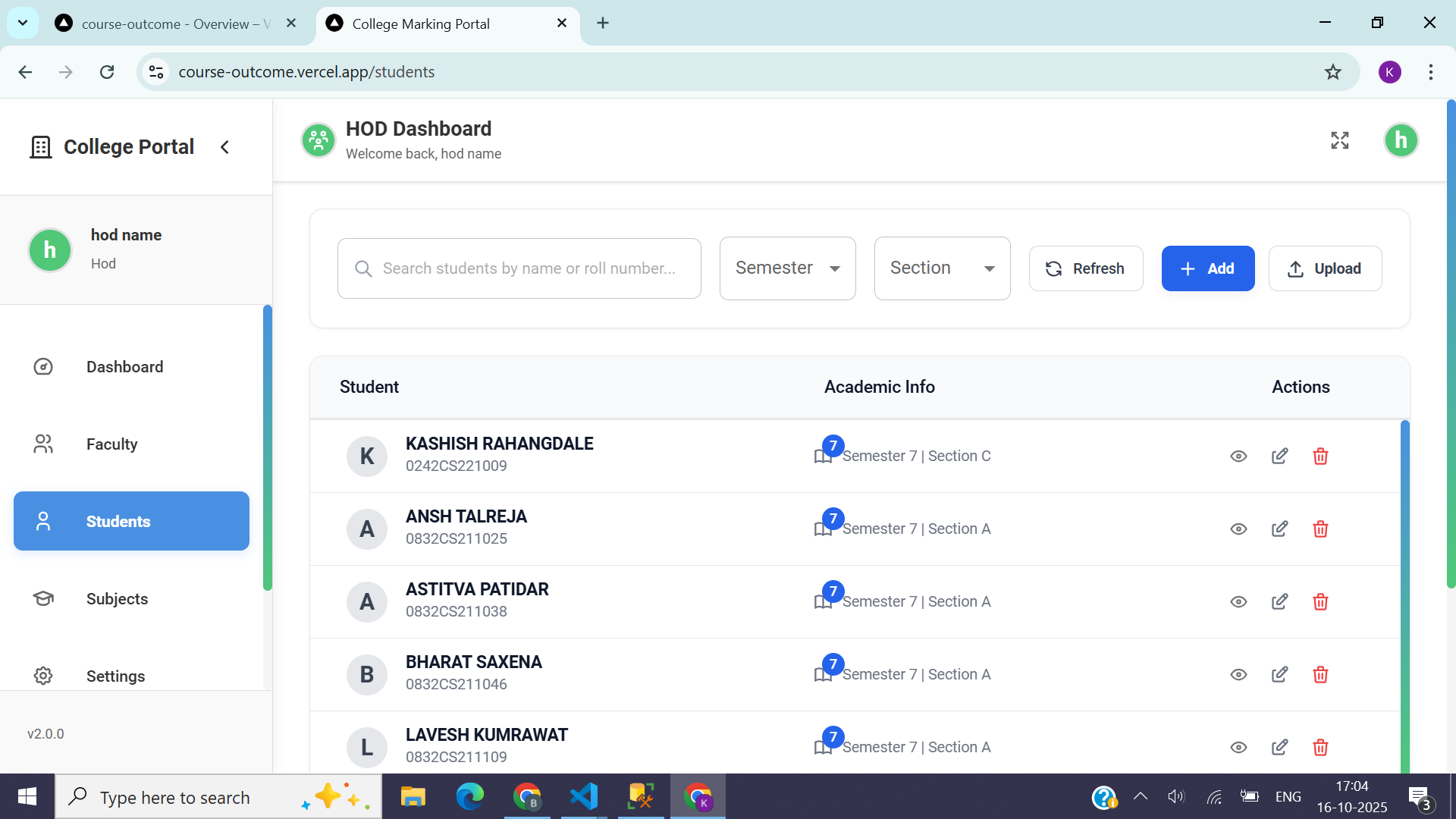 Course Outcome Management System