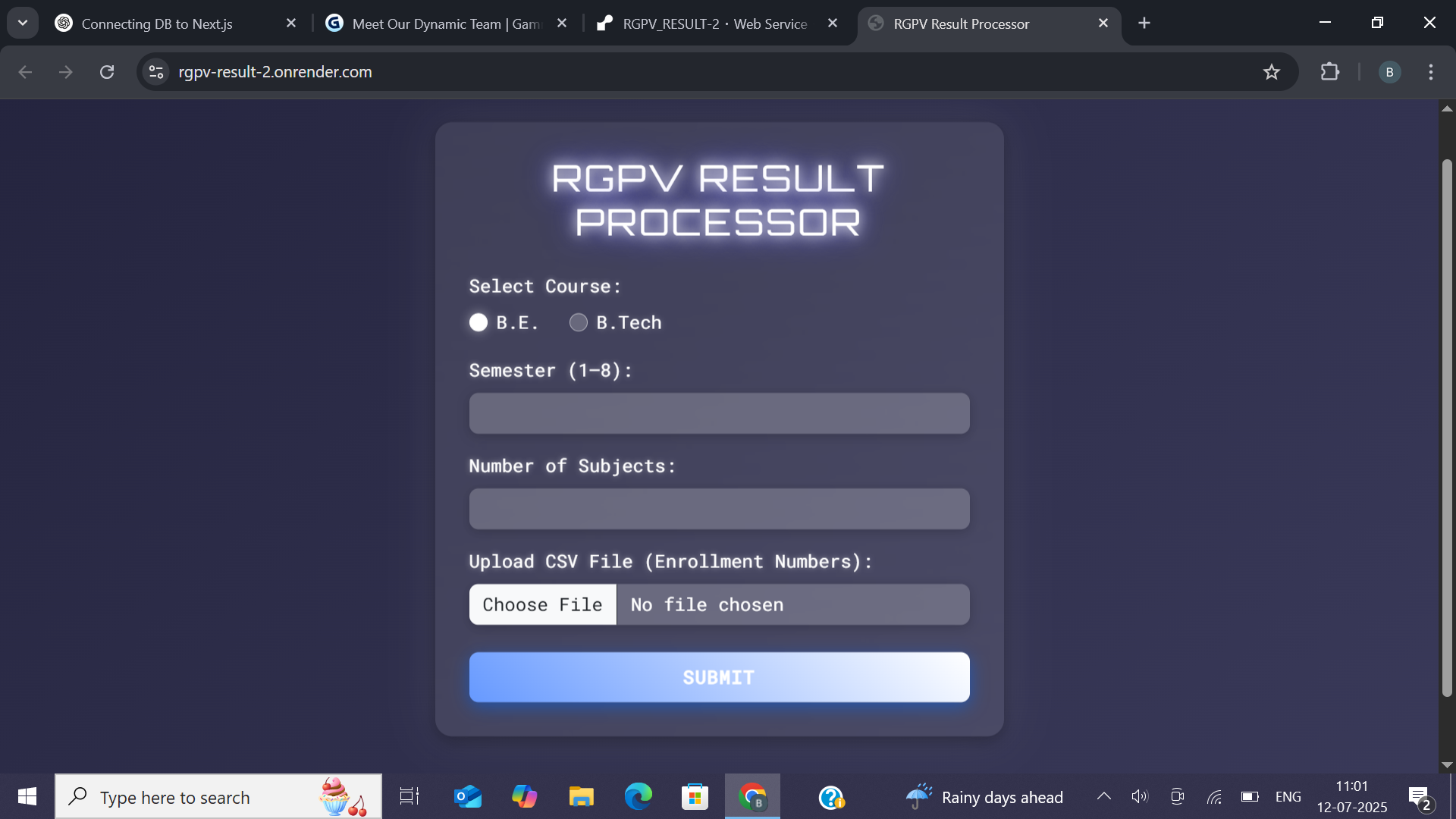 Result Fetching Web-App